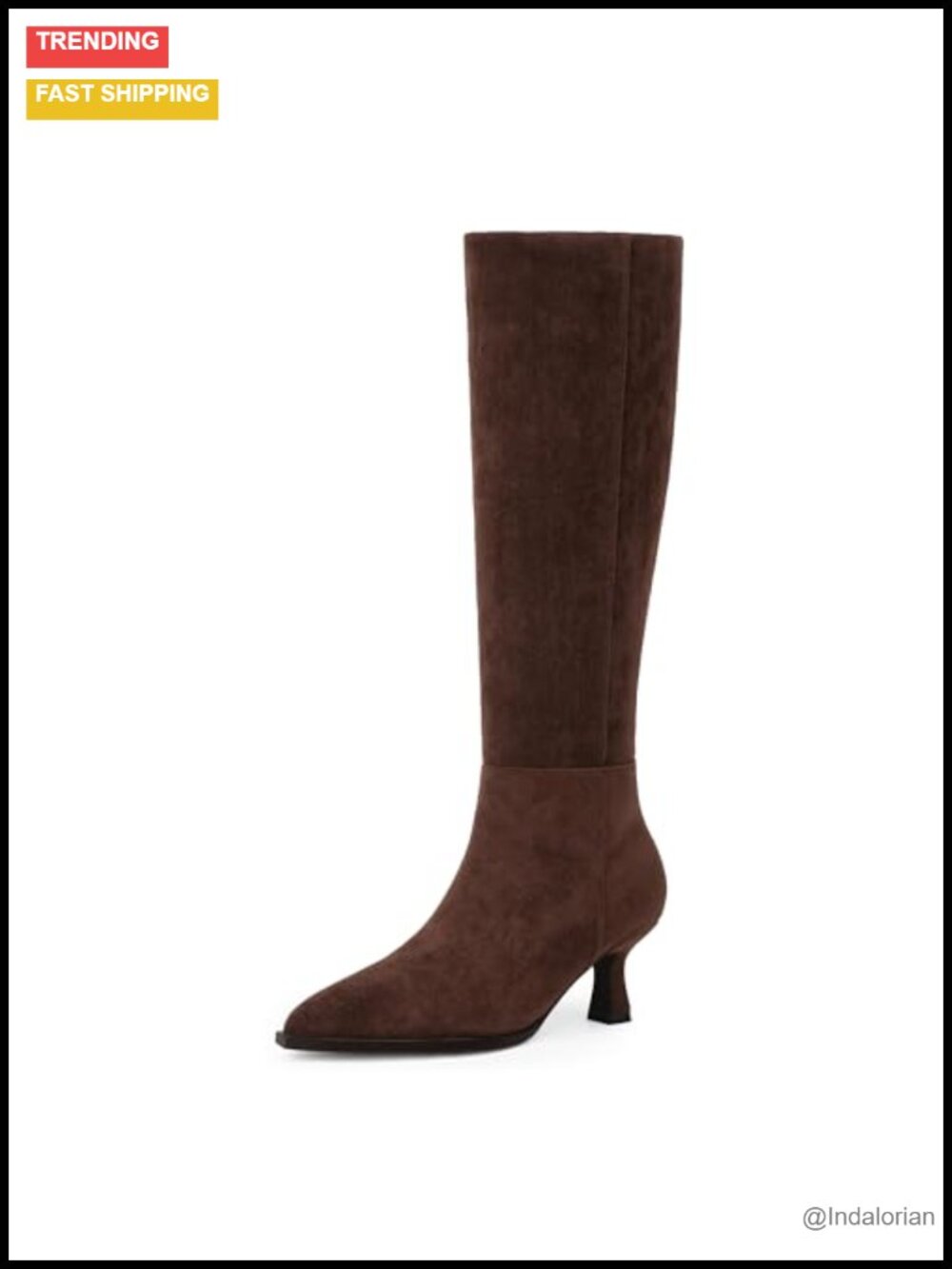 Knee High Boots Kitten Heel Pointed Toe Faux Suede Women's